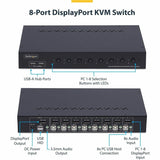 StarTech.com 8-Port DisplayPort KVM Switch with 1U Rack Mount Kit, 4K 60Hz DP 1.2, Push-Button & Hotkey Switching, TAA Compliant