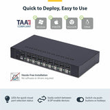 StarTech.com 8-Port DisplayPort KVM Switch with 1U Rack Mount Kit, 4K 60Hz DP 1.2, Push-Button & Hotkey Switching, TAA Compliant