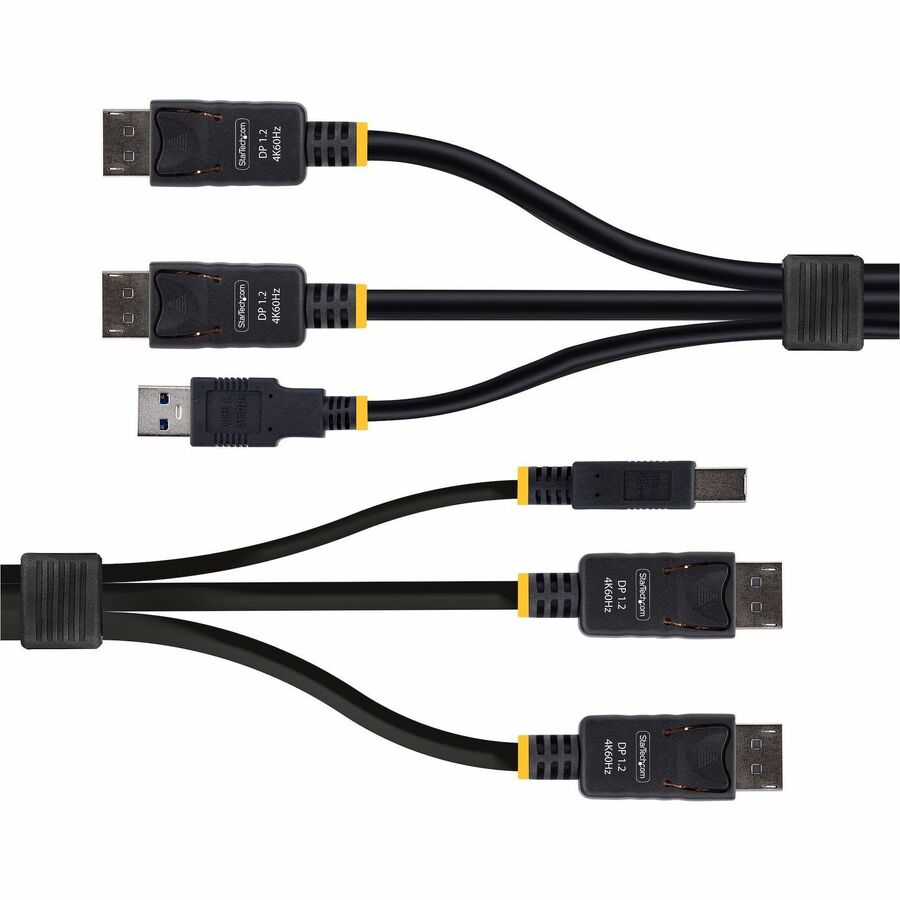 StarTech.com 6ft (1.8m) Dual-DisplayPort and USB 5Gbps KVM Cable, 4K 60Hz, Universally Compatible Combo Cable for KVM Switches