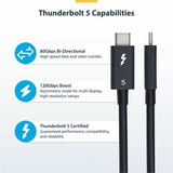 StarTech.com 2.6ft (80cm) Thunderbolt 5 Cable, 80Gbps/120Gbps, 240W PD, 8K 60Hz, Certified Thunderbolt Cable, Compatible w/TB4/USB-C
