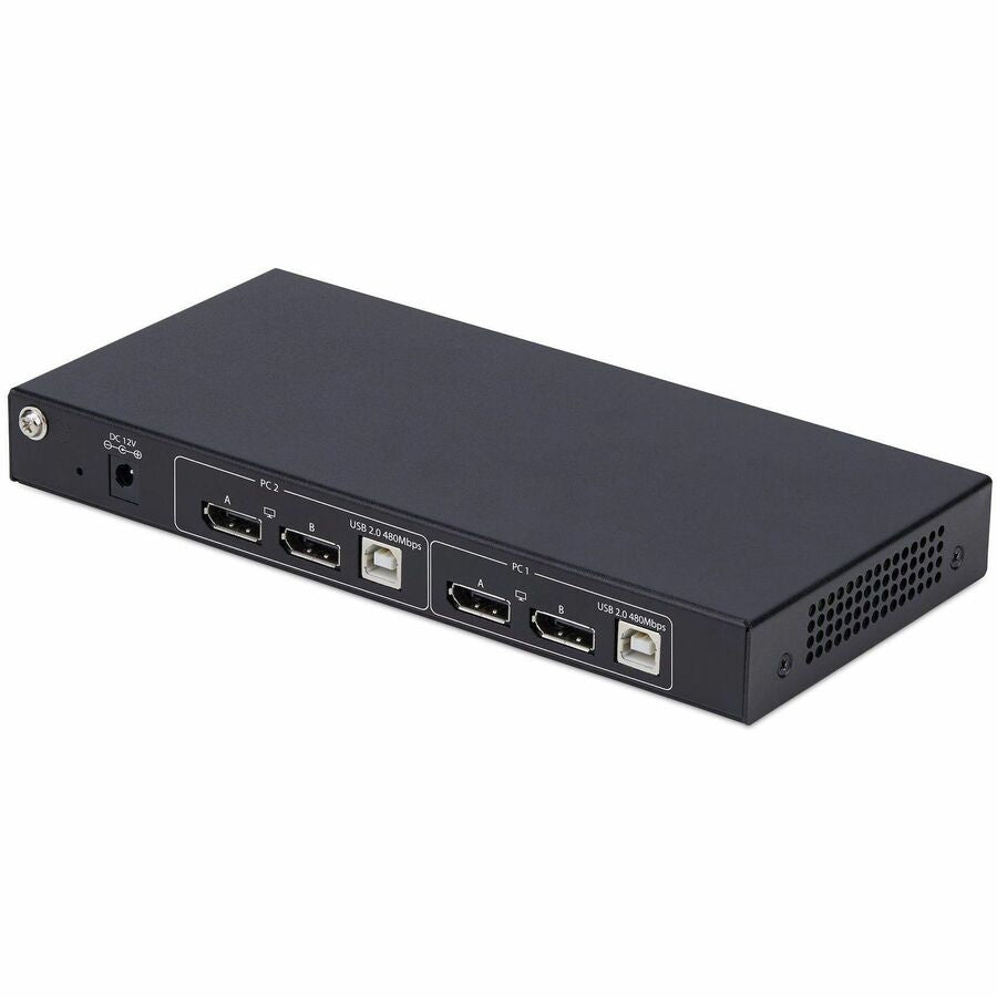 StarTech.com 2-Port Dual-Monitor DisplayPort KVM Switch with Dual View Video Matrix, 4K 60Hz, 4x USB Hub Ports, TAA Compliant