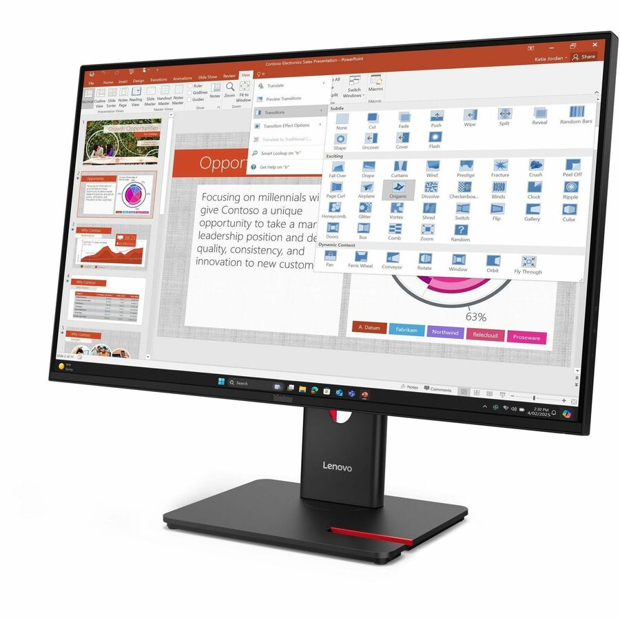 Lenovo ThinkVision T27-40 27" Class Full HD LED Monitor - 16:9 - Eclipse Black