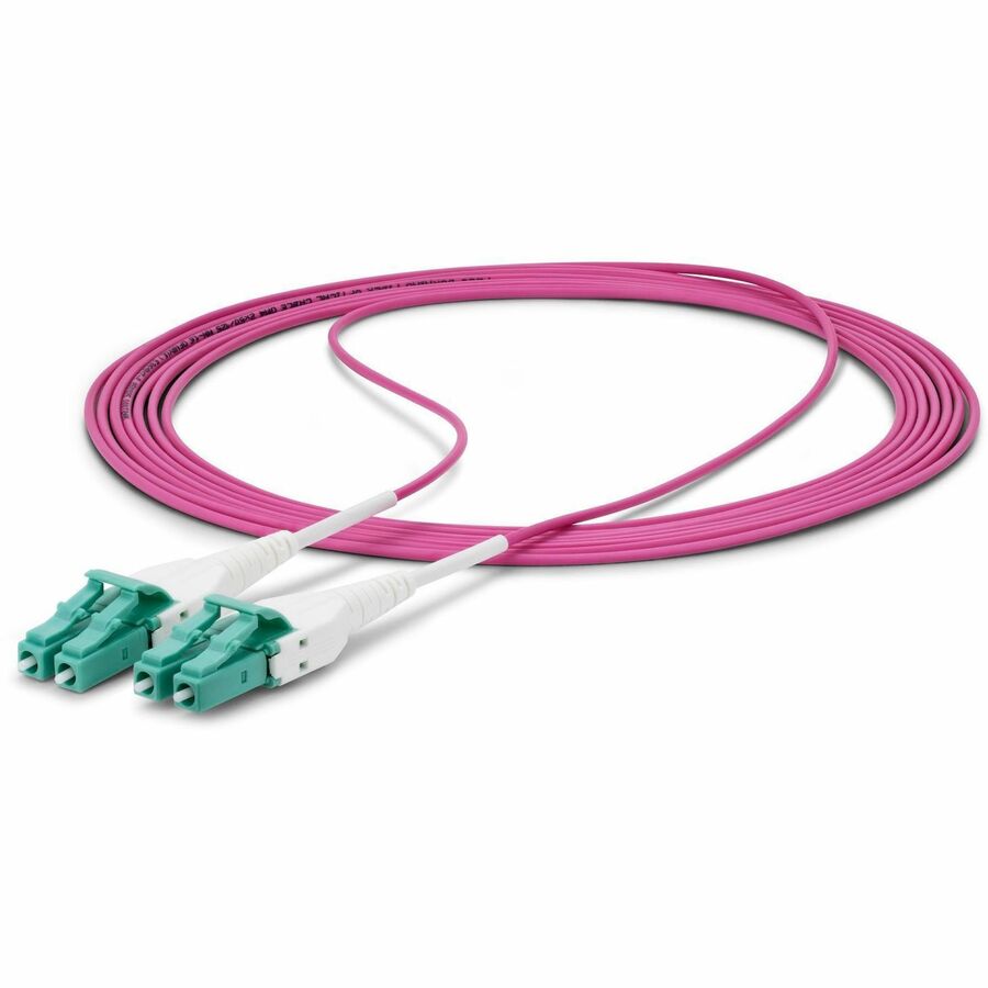 StarTech.com 5m (16ft) LC to LC (UPC) OM4 Multimode Fiber Optic Cable, Erika Violet, 50/125, 100G, Uniboot Fiber Jumper Cord, OFNR Riser