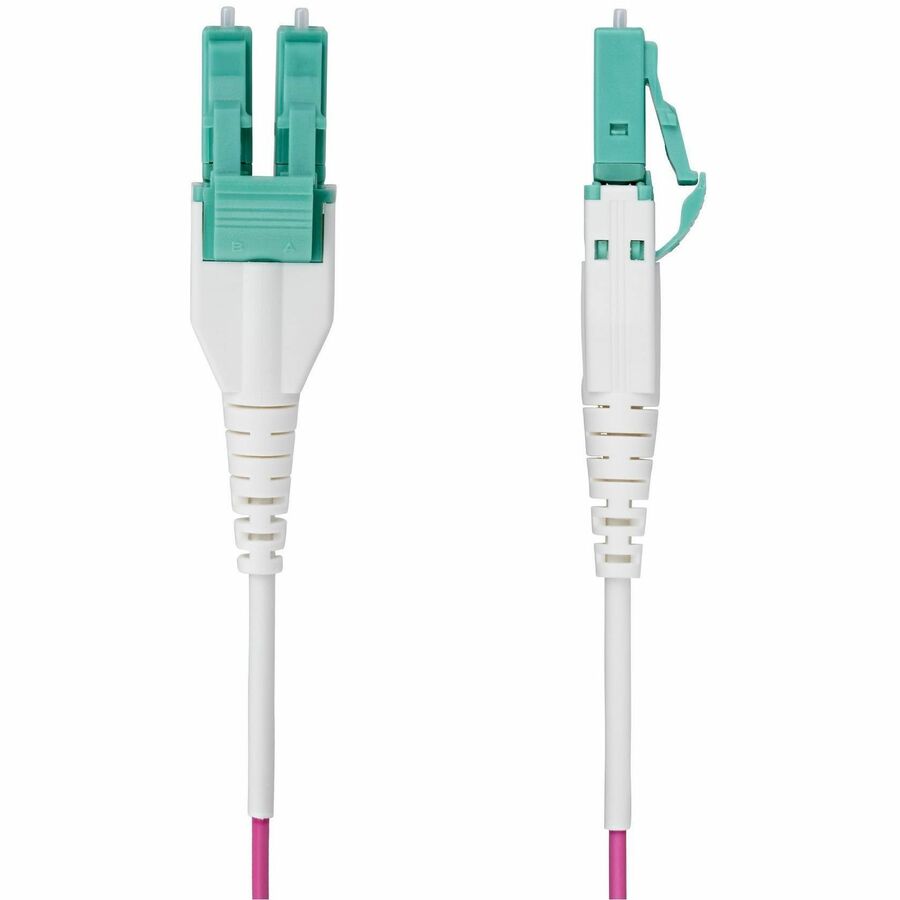 StarTech.com 7m (23ft) LC to LC (UPC) OM4 Multimode Fiber Optic Cable, Erika Violet, 50/125, 100G, Uniboot Fiber Jumper Cord, OFNR Riser