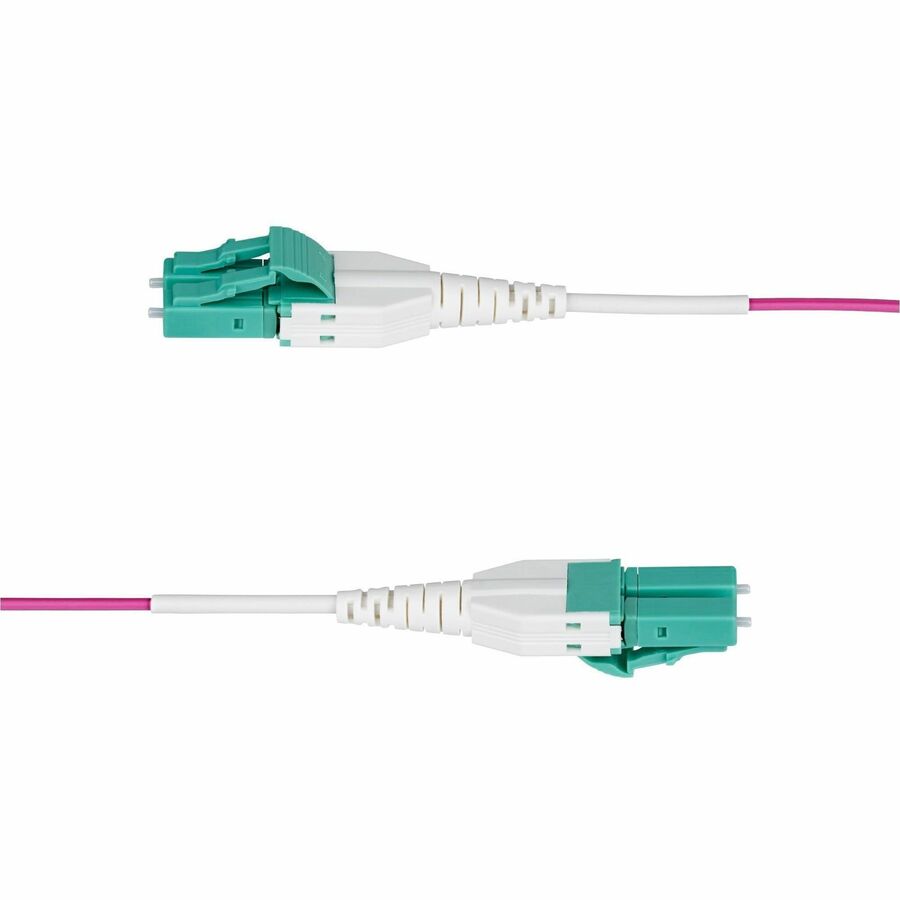 StarTech.com 20m (66ft) LC to LC (UPC) OM4 Multimode Fiber Optic Cable, Erika Violet, 50/125, 100G, Uniboot Fiber Jumper Cord, OFNR Riser