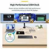 StarTech.com Triple-Monitor USB4 Docking Station, 4K 60Hz HDMI or DisplayPort, 6x USB Hub, 2.5GbE, 100W Charging, Driverless USB-C Dock
