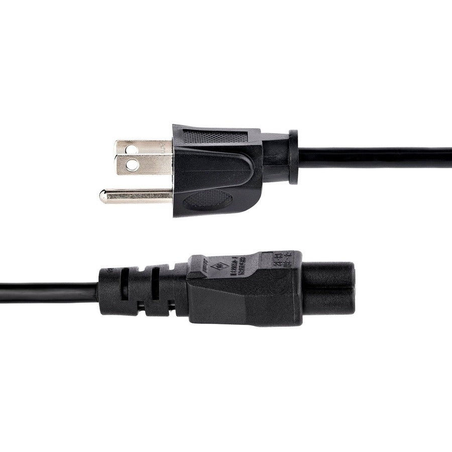 Câble d'alimentation StarTech.com pour ordinateur portable (1,8 m), NEMA 5-15P vers C5 (trèfle), 10 A 125 V, 18 AWG, cordon de remplacement pour ordinateur portable, câble d'alimentation