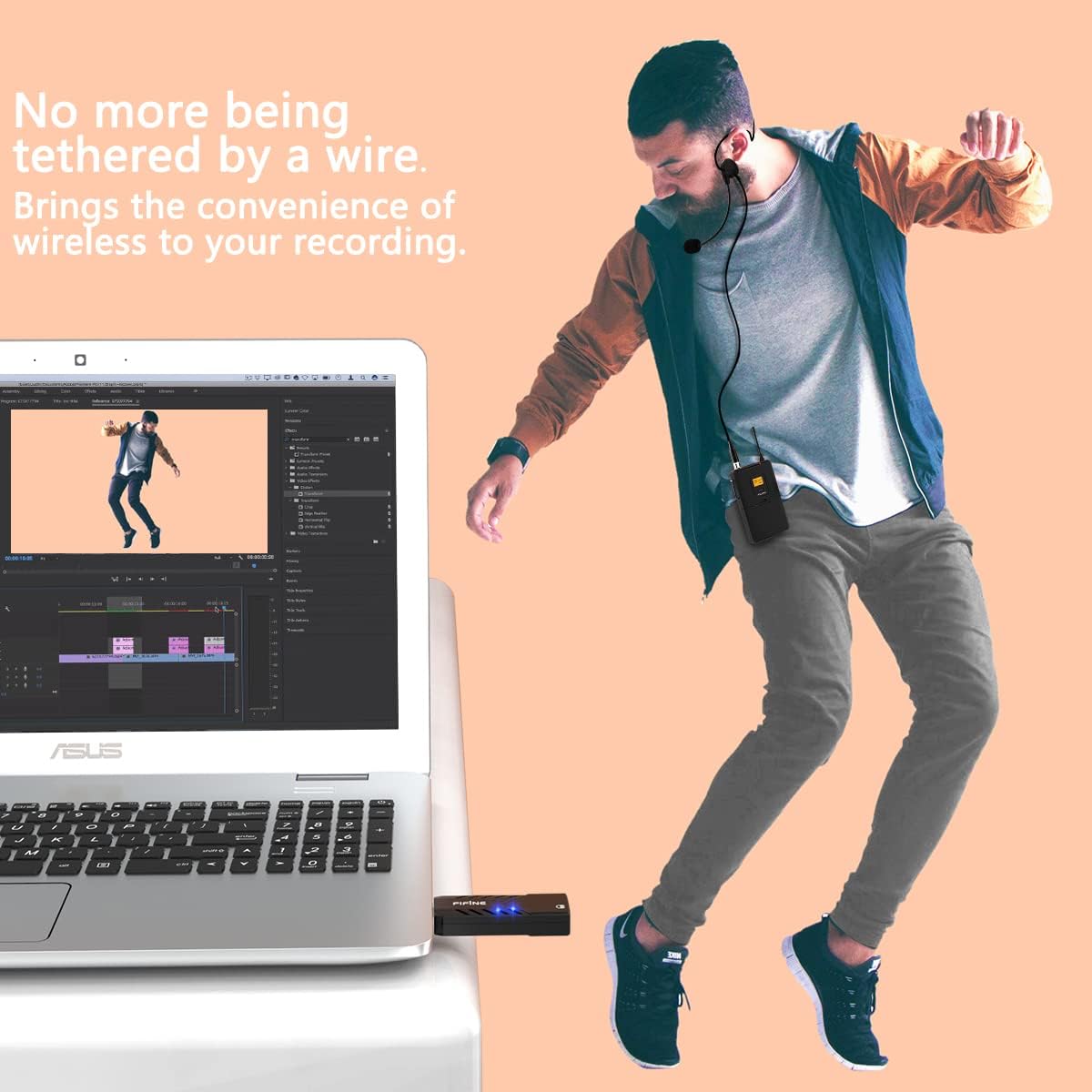 K031B Microphone Kit - FIFINE USB WIRELESS MICROPHONE