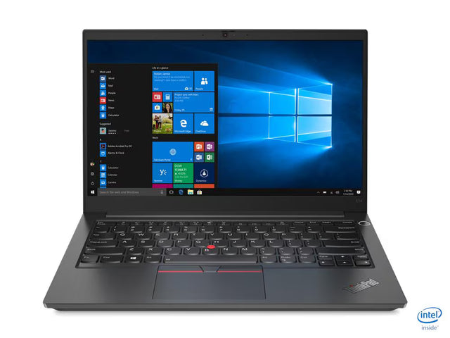 Laptop with Windows operating system on the screen, featuring the Intel logo.